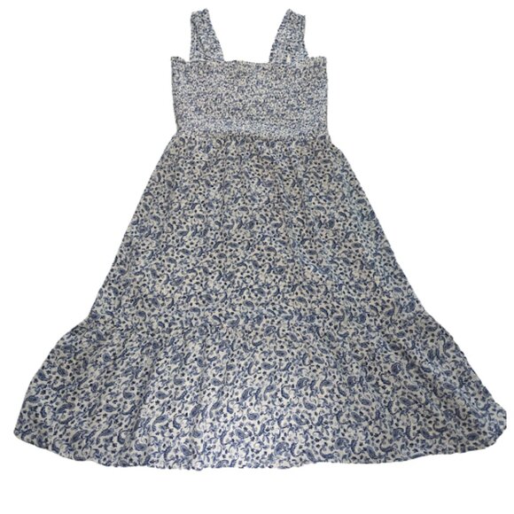 The General Good Dresses & Skirts - The General Good Elisa Smocked Midi Dress Blue & White Paisley Floral * SZ M